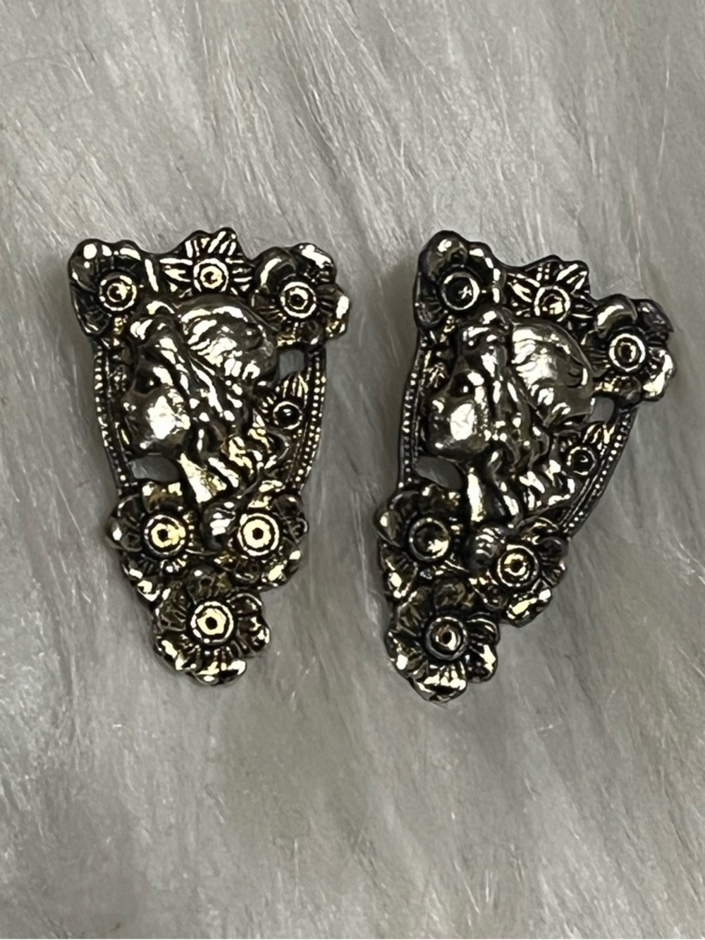 Vintage Repoussé Cameo Style Earrings